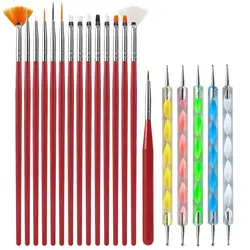 Nail Brushes Set Professional Nail Supplies For Acrylic UV Gel Drawing Dotting Manicure Nail Art Design Tools Makeup Accessorie