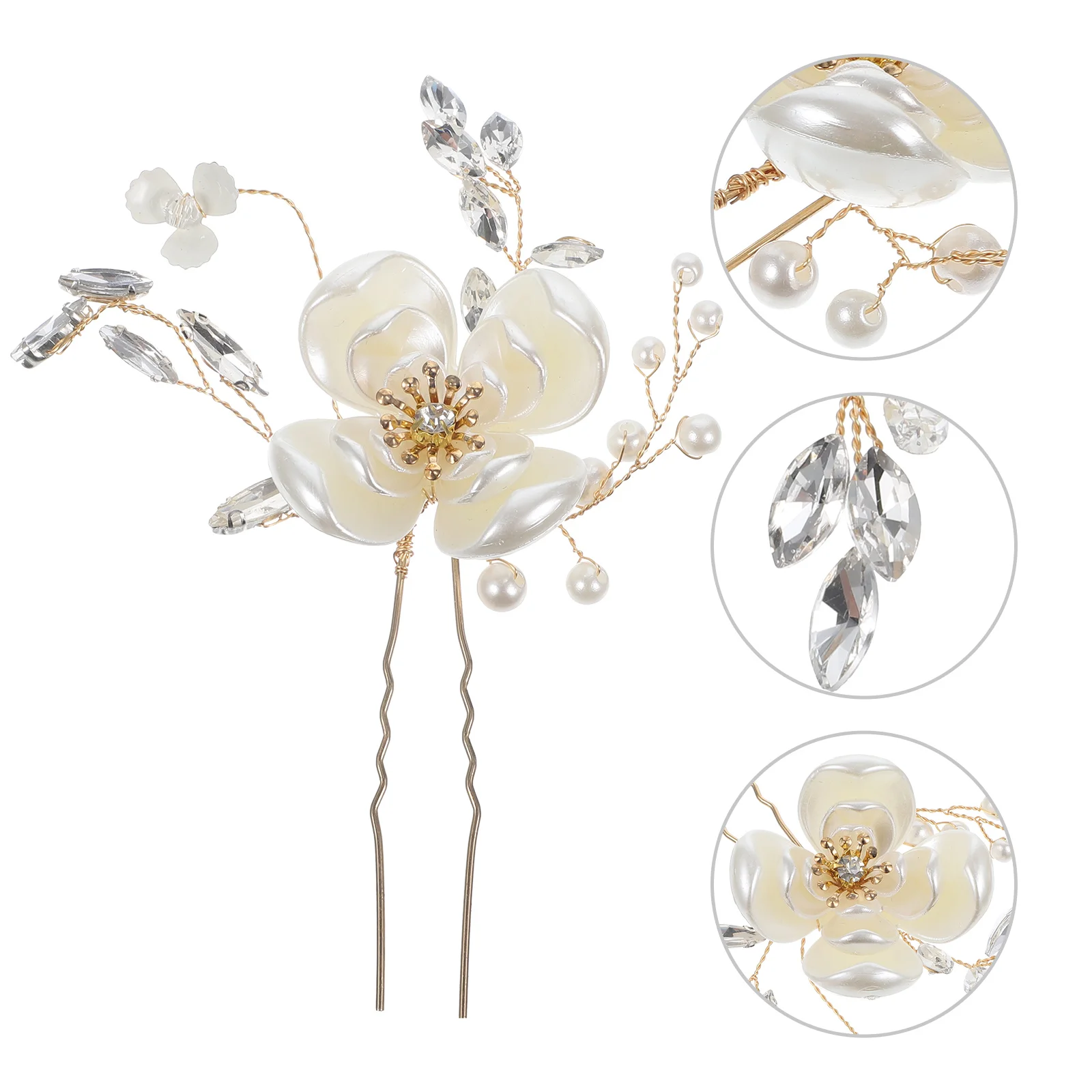 

Pearl Pink Hairpin Wedding Accessories U shaped Clips Set of Wedding Hair Clips 3 Pieces Hair Decorations for Women