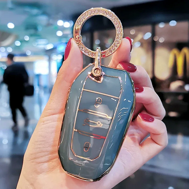 لينة بولي TPU الذكية حقيبة مفاتيح بعيد المفاتيح لبيجو 208 DS3 5008 DS5 DS لسيتروين C4 C5 X7 مفتاح السيارة فوب غطاء حامي