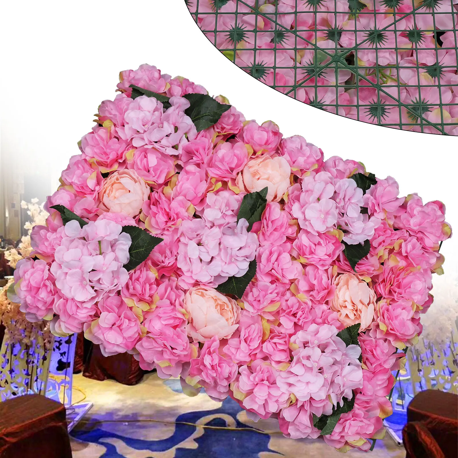 6 * Flower Wall Panel Artificial Flower Fake Rose Panel Floral Wall Backdrop For Room Decor Zoom Meeting Backdrop