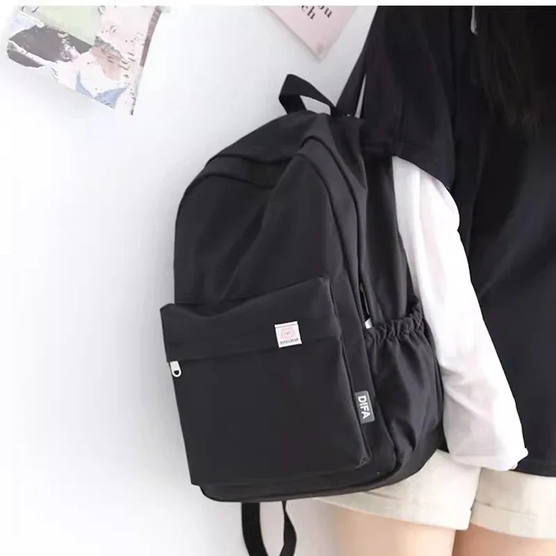 for Teenage Girls Solid Color Bookbag Mochila Bookbag New Waterproof Nylon Women Backpack Female Travel Bag Backpacks Schoolbag