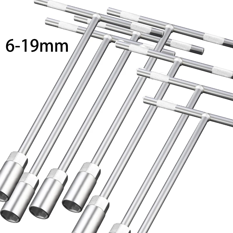 6-19mm T-Style Socket Wrench Mechanics's Driver Repair Socket Set Car Mechanical Workshop Tools Hex Wrench Hand Tools Nut Key