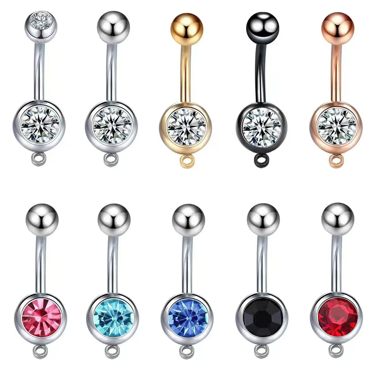 

300pcs/lot Hot Stainless Steel Belly Button Ring DIY Accessories with Circle Belly Button Ring Wholesale Piercing Jewelry