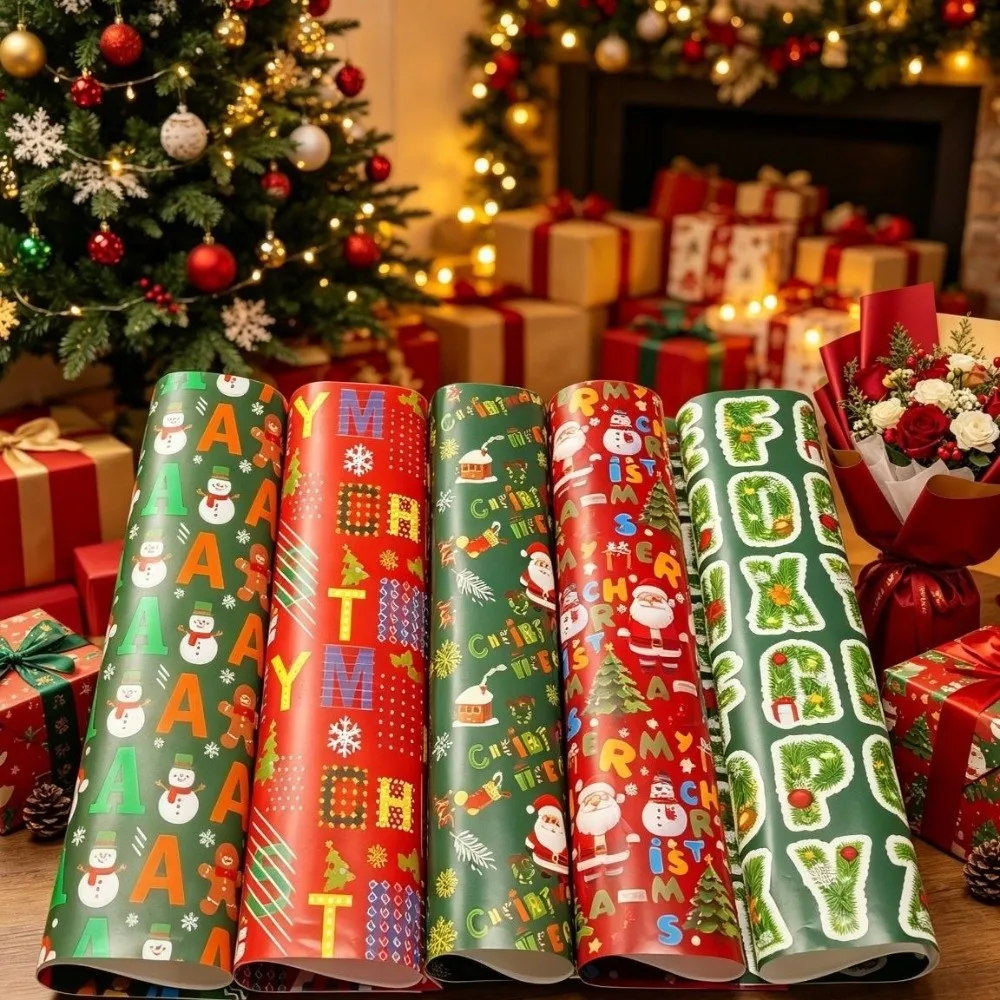 2Pcs Large Christmas Wrapping Paper DIY Colorful Letter Gift Wrapping Paper Santa Claus Christmas Tree Wrapping Paper Sheets