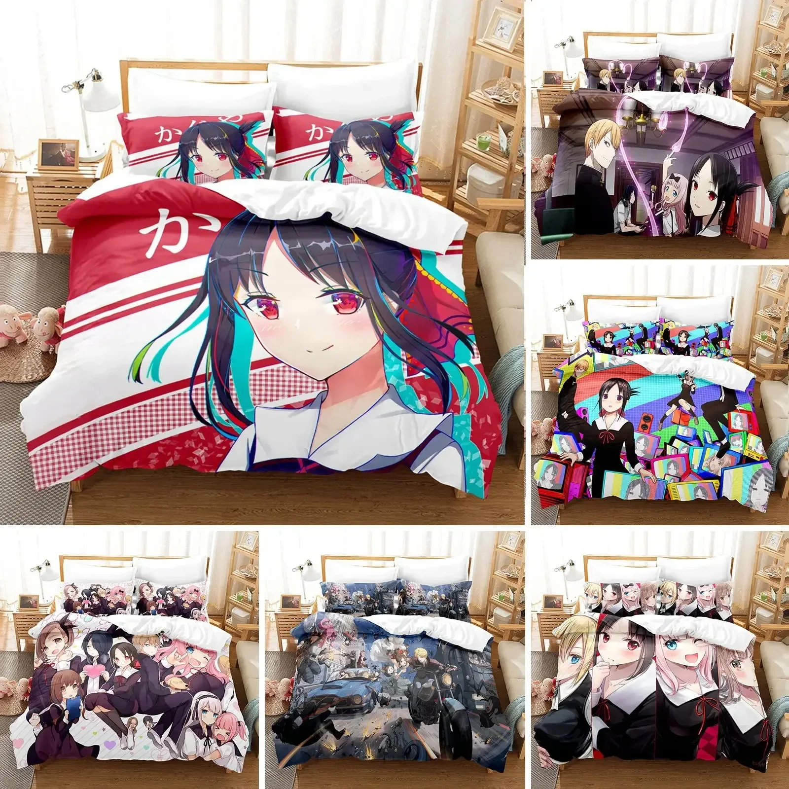 

3D Printed Anime Kaguya-sama Love is War Duvet Cover Bedding Set Double Twin Full Queen King Adult Kids Bedclothes Quilt Cover