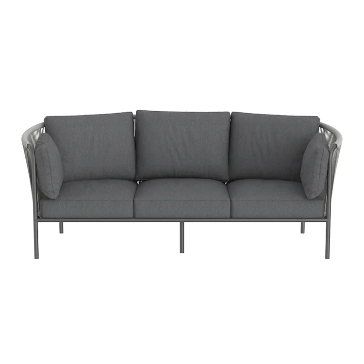 2026 Superior quality customized outdoor furniture set club chair and coffee table 3-seater aluminum frame garden sofas
