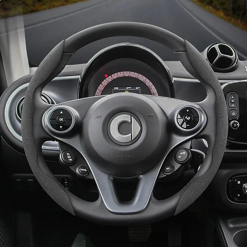 Suitable for Smart Suede Steering Wheel Cover Suitable for Fortwo 451 450 Tronsmart T7 453 Gauge Gbd2 1 3 Forfour Roadster
