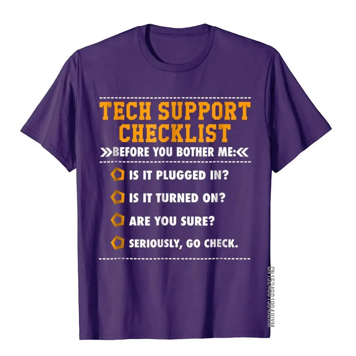 Funny Tech Support Checklist T-Shirt Sysadmin Gift T Shirt Summer Cotton Men Tops T Shirt 3D Printed Special Top T-Shirts