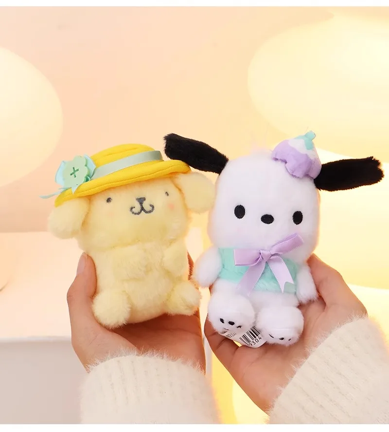 Original Lizenzierte Sanrio Plüsch-Schlüsselanhänger, Blumenmuster Hello Kitty & Cinnamoroll Weiche Flauschige Puppen-Anhänger, Niedlicher Taschenanhänger, Perfektes Geschenk – Detail 5