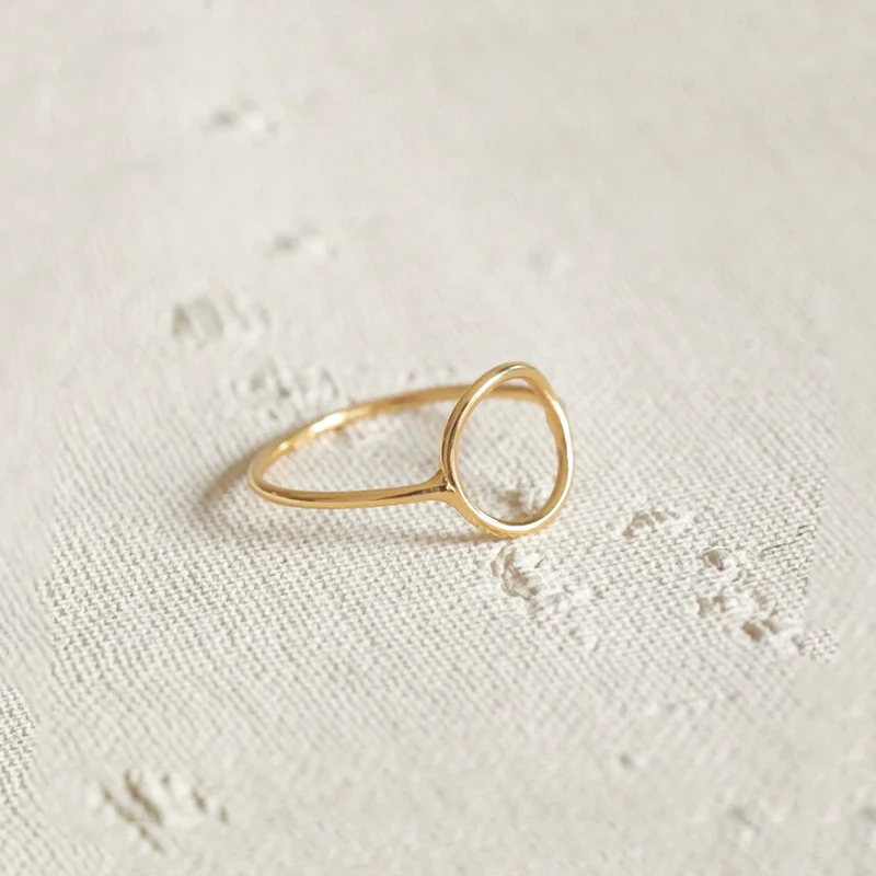 10mm Open Circle Ring 14K Gold Filled Rings Boho Minimalist Knuckle Ring Gold Jewelry Gold Accessories Rings for Women view 3