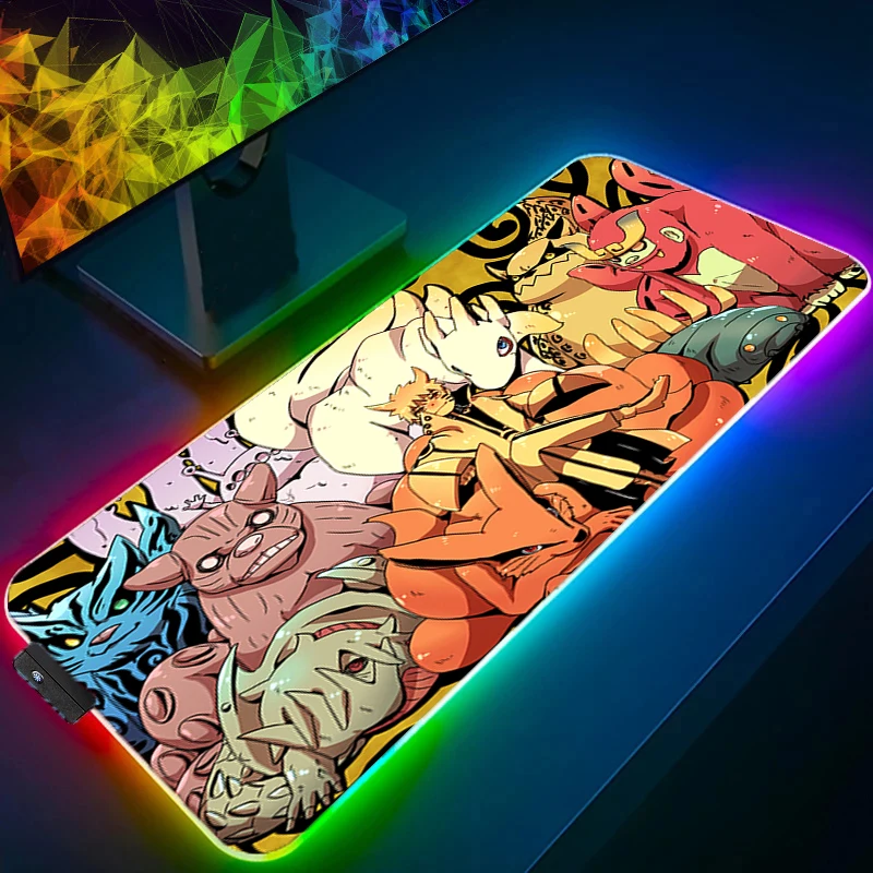 

RGB Mouse Pad N-narutoS Uzumaki Backlight Gamer XXL Keyboard LED Desk Mouse Mat Carpet Rubber Tapis Souris Gaming Anime Mousepad