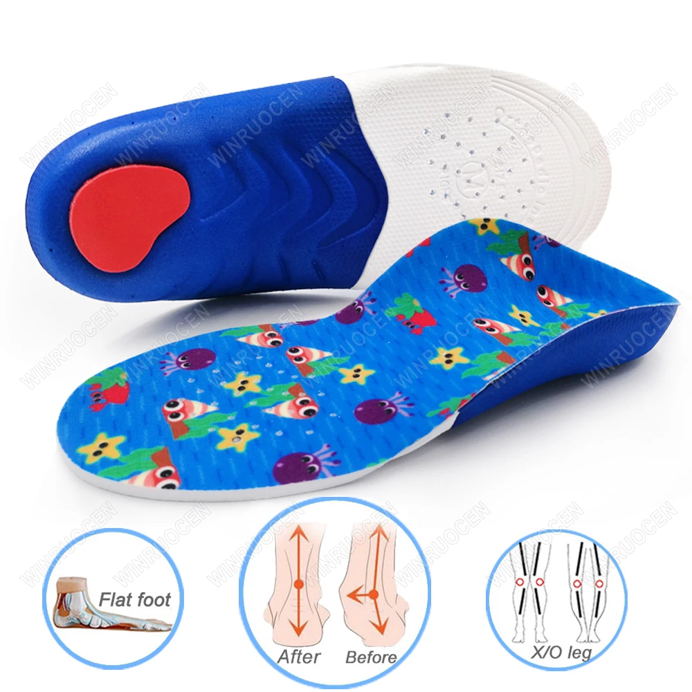Picture 3: 1/2 Pairs Kids Orthopedic Insoles Flat Foot Correction Arch Support Breathable Sports Soles for Children's Shoes Accessories