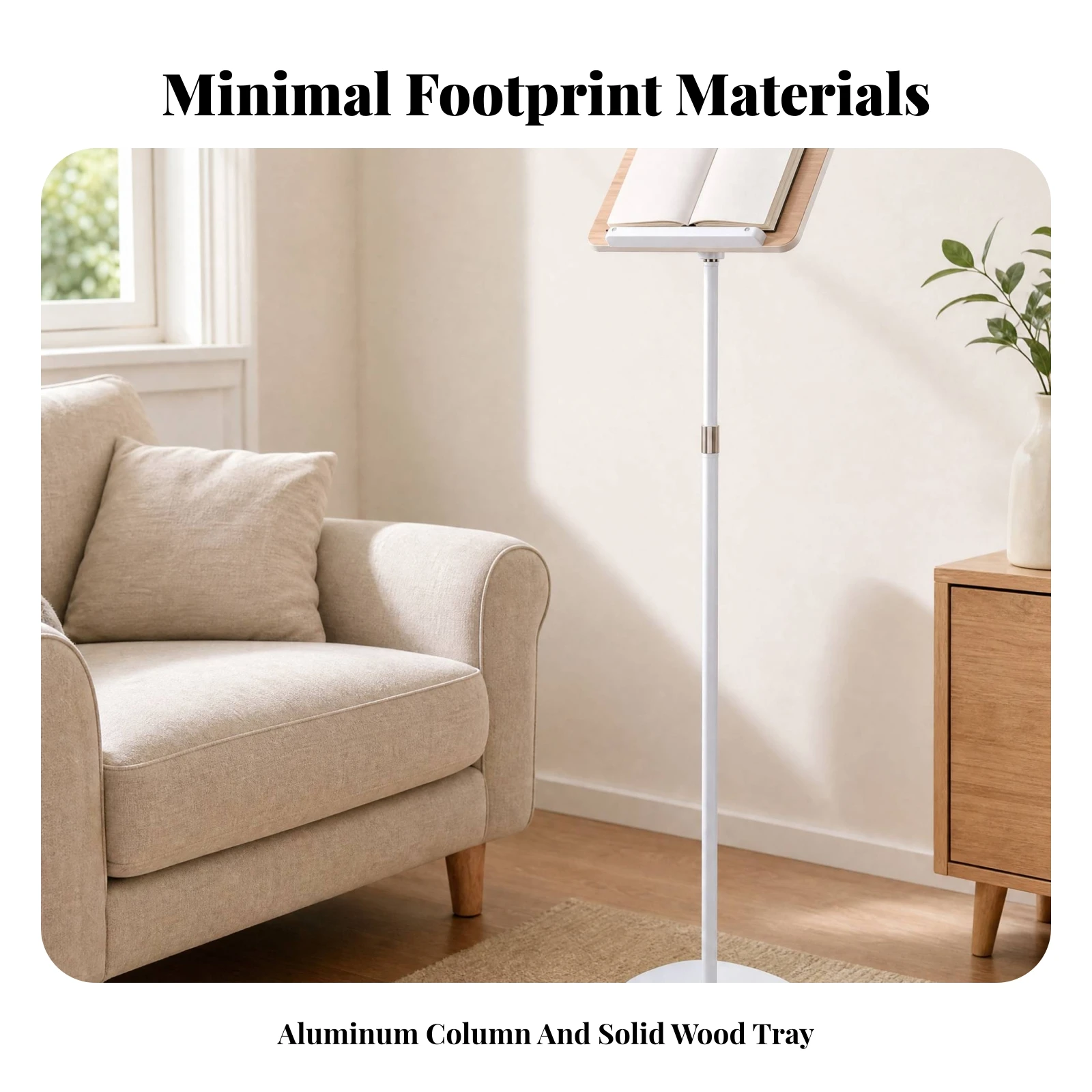 Floor-Standing Reading Stand Versatile Floor Book Stand with Wooden Board Height-Adjustable Book Holder Ergonomic