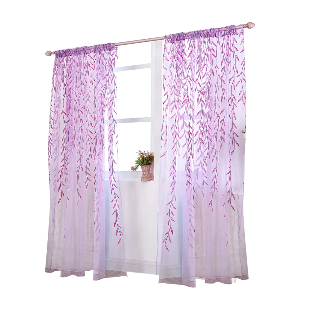

Patterned Tulle Curtains And Screens Windoweuropean Style Transparent Decoration For Living Room Party Sheer Nursery Semi Purple