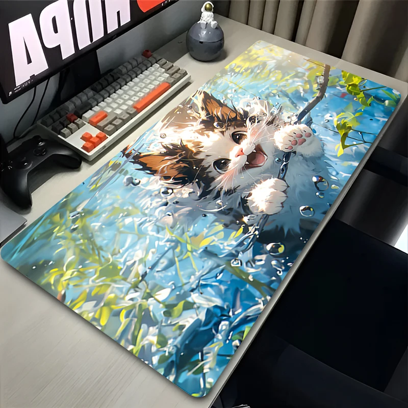 Gaming Mouse Pad Cushions Non-slip Table Carpet Flower Anime Cats Mousepad Gamepad Desktop Gadget Mouse Mat Kawaii Keyboard Pad