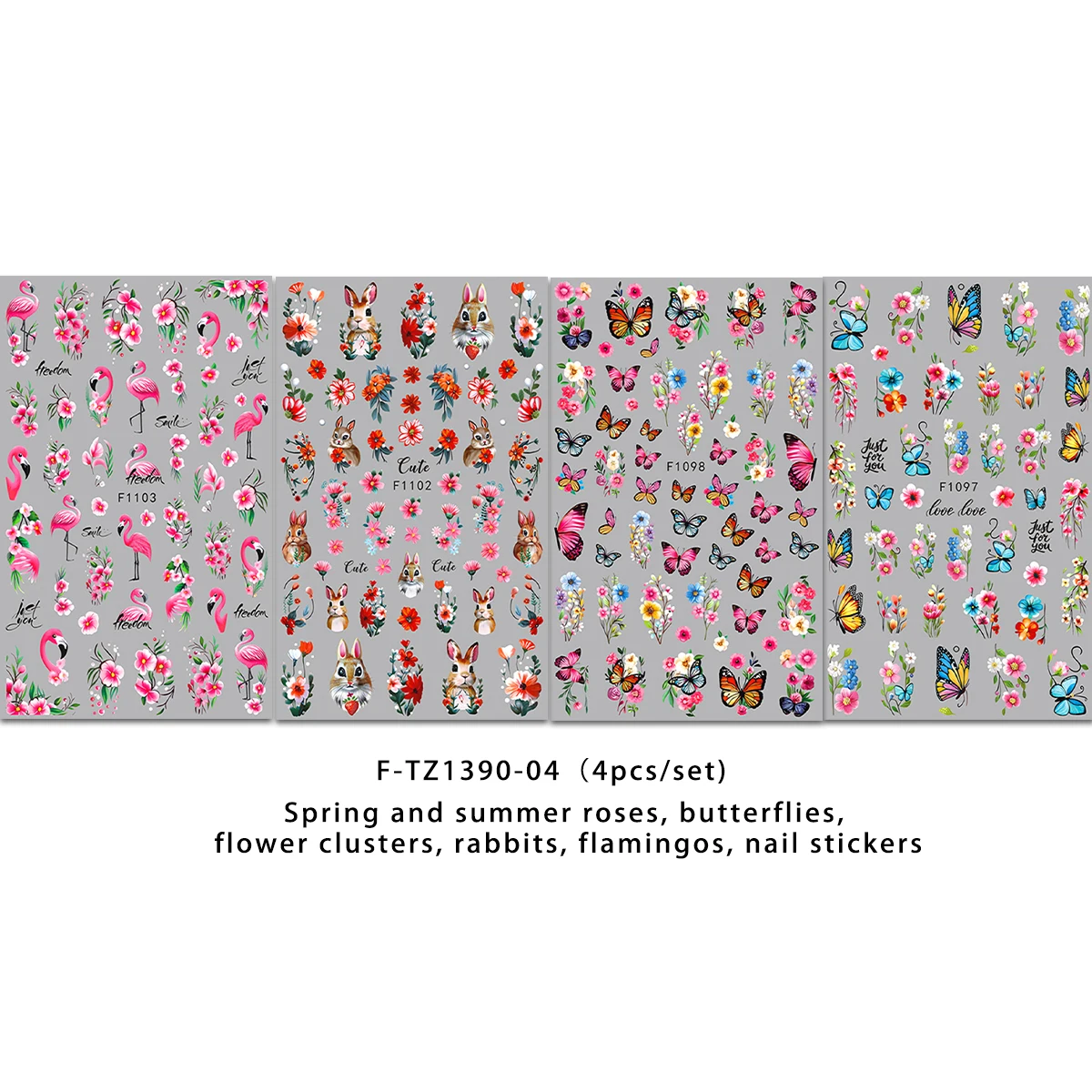 Frühlings- und Sommerblumen-Schmetterlings-Nagelsticker, einfach anzubringen für die Nageldekoration, zum Selbergestalten, als Geschenk, für Partys und zur Gestaltung von Make-up für Hochzeiten. – Detail 8