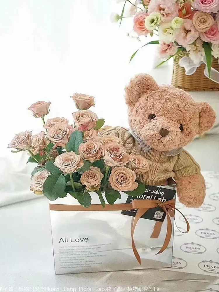 Brown Paper Bag for Balloon Rose Bouquet Flower Package Kraft Paper Gift Box 5PCS