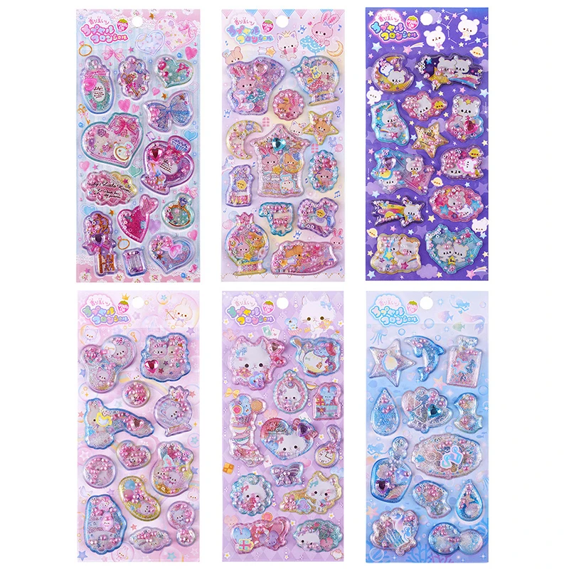 Coelho Kawaii Little Pearl Adesivos Decorativos, Scrapbooking DIY Journaling Papelaria, Diário Adesivo, Prêmios Álbum, Presente Bonito, 3D