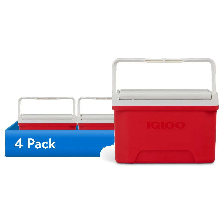 

4 Pack Small Portable Cooler, 9-Quart Laguna Ice Chest for Picnics Beach Trips, Holds 13 Cans, Durable Red Design with Insulate