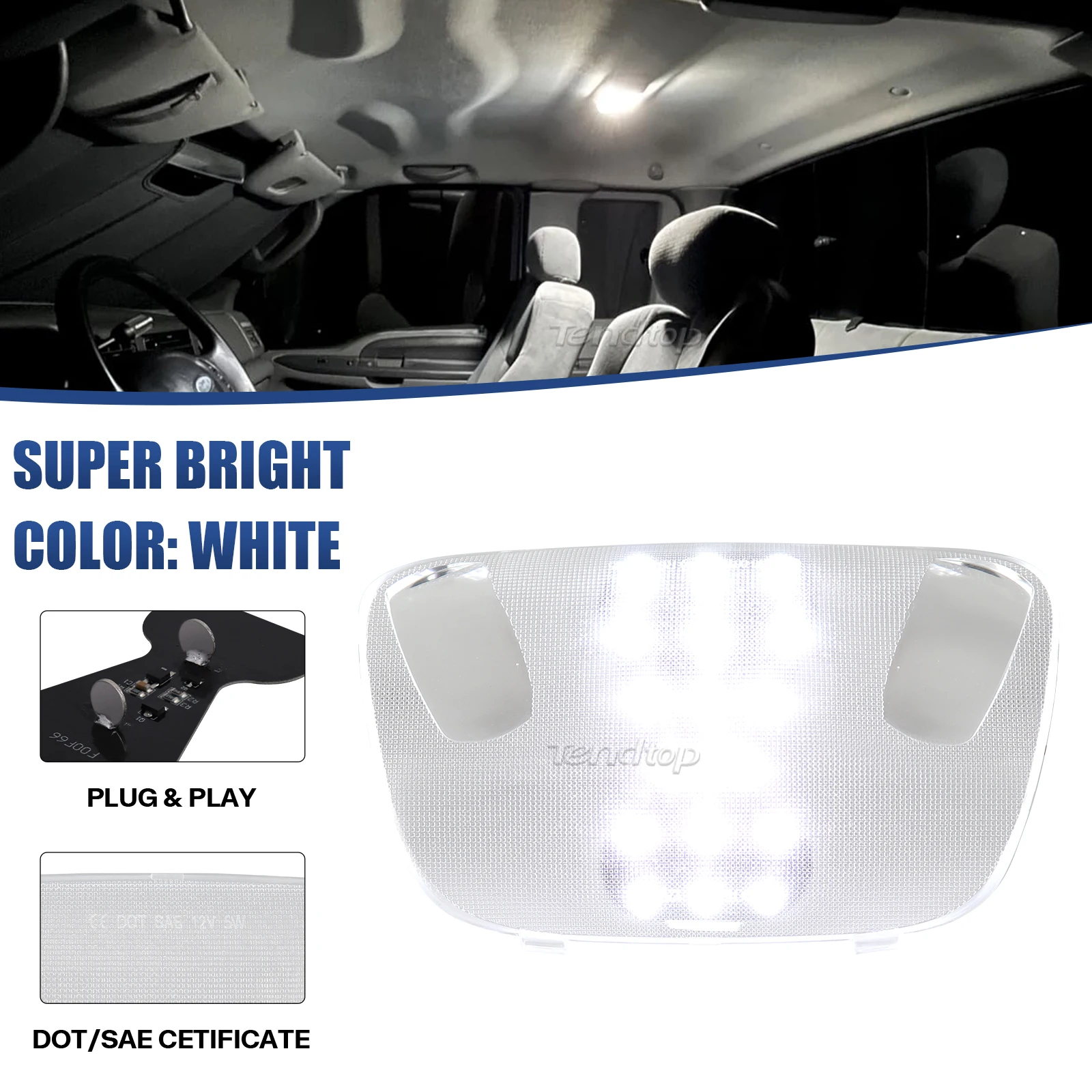 1x Canbus LED  Interior Overhead Dome Light Cover  For 1994-2004 Ford Mustang F-150 F-250 F350 F450 F550 Excursion
