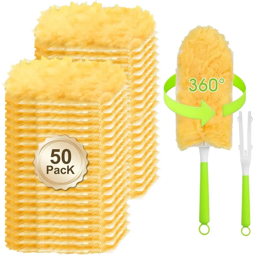 

Набор из 50 штук: сменные насадки для швабры-дастера или дастера Swier, комплект из 360 прочных насадок для швабры-дастера с 2 ручками, одноразовые насадки для дастера для различных поверхностей или для уборки