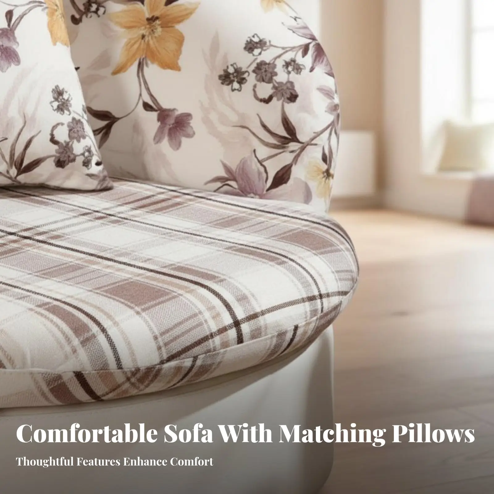 Upholstered Round Armchair Removable and Cleanable Cover Upholstered Contoured Seat Firm-Density Foam Filling Long-Lasting