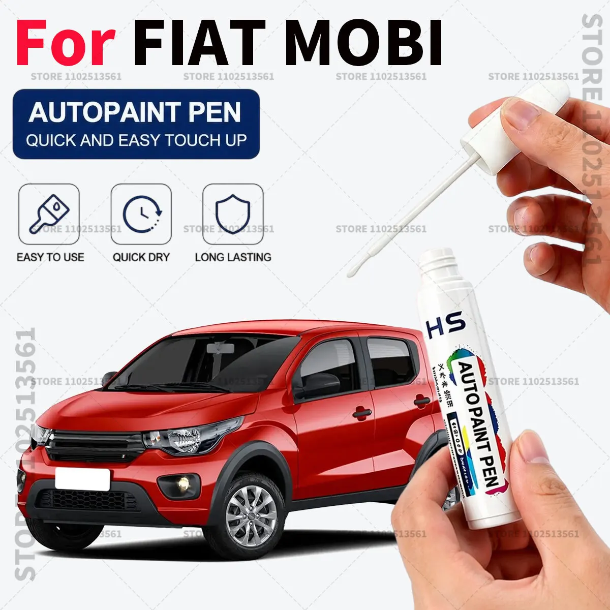 Bolígrafo de pintura para retoques, reparación rápida de arañazos y golpes en el coche, pincel para pintura FIAT MOBI, color gris plata, azul, gris, negro vulcano, blanco, negro