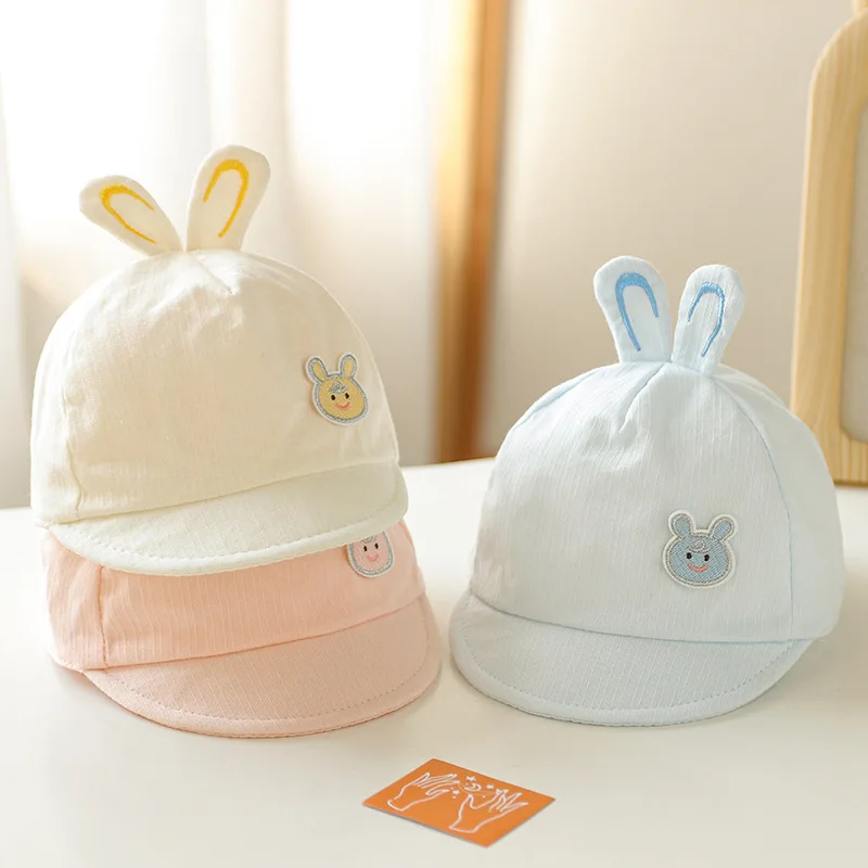 Gorro con visera para recién nacido de 0 a 6 meses, gorros finos de algodón con lengua de pato para bebé, gorra de béisbol con protección solar infantil de dibujos animados, visera para niño y niña