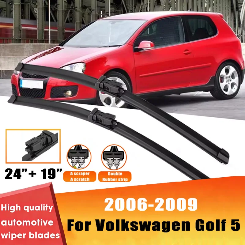 

2pcs Wiper Front Wiper Blades Set For Volkswagen Golf 5 2006-2009 Windshield Windscreen Window 24"+19"Car Accessories