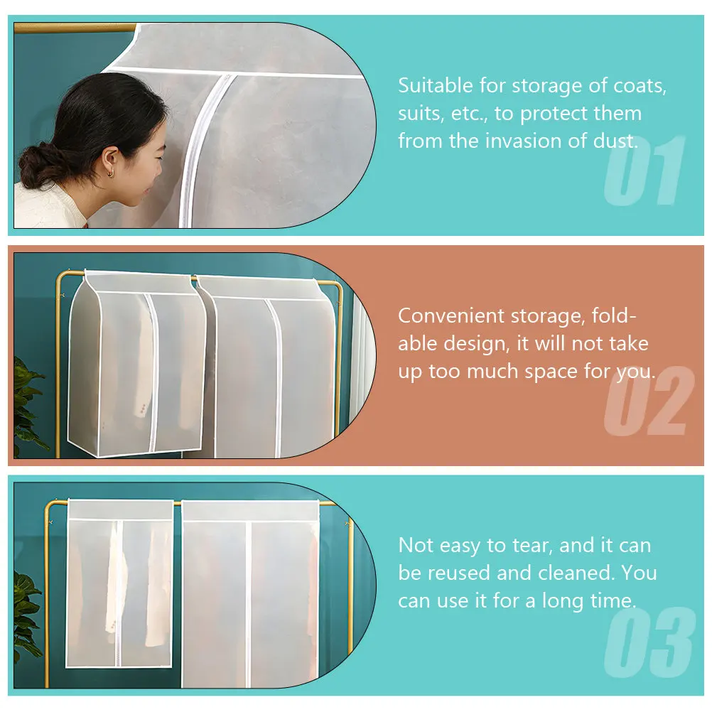 

Clothing Storage Bag Wardrobe Dustproof Cover Thickened Transparent Peva Material Hanging Clothes Protector Overcoat Suit