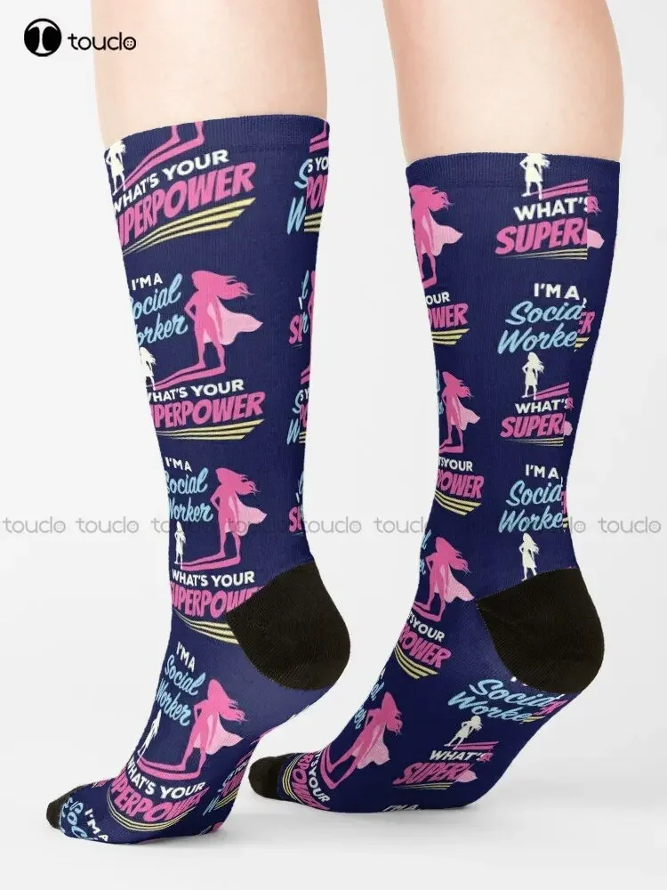 I'M A Social Worker What'S Your Superpower Socks Boys Socks Personalized Custom Unisex Adult Teen Youth Socks Custom Gift Funny