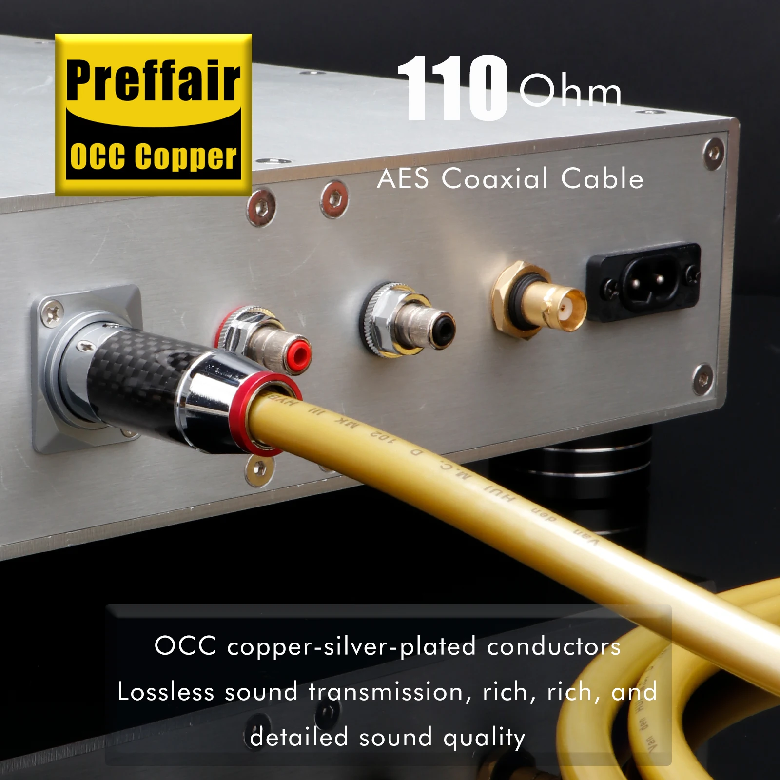 Preffair X439 110 ohm 3 Pins XLR Coaxial Digital Balance Cable with Rhodium Plated Connectors Audio AES/EBU Signal Cable