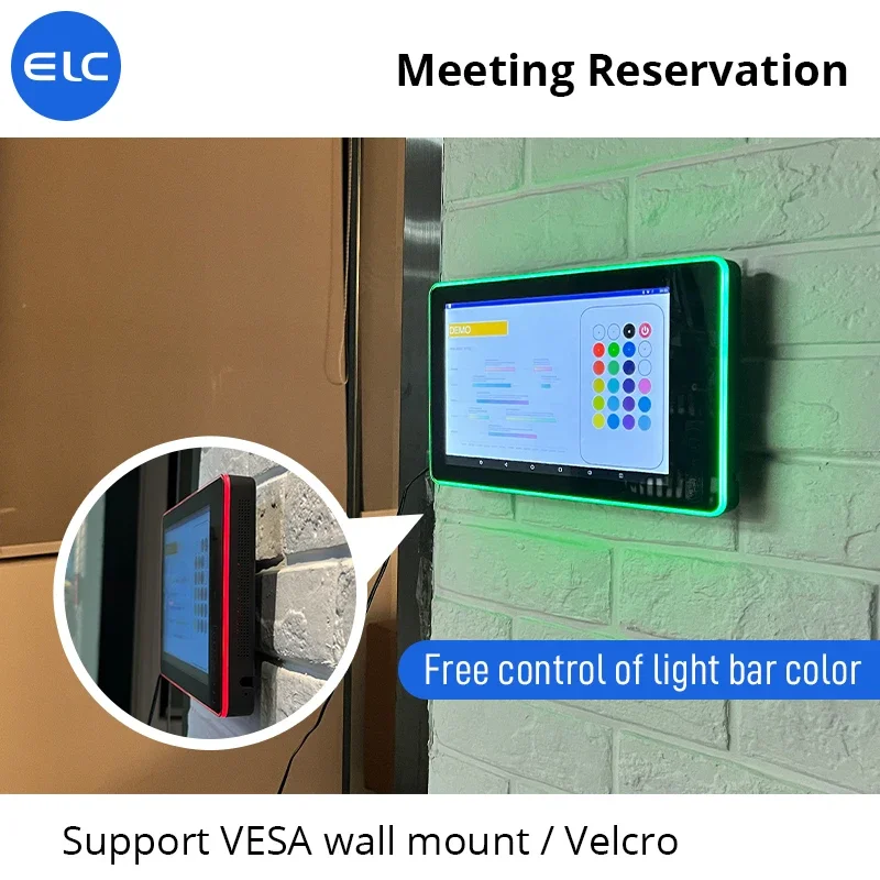 OEM Wall mount touch screen display POE power Surrounding LED Light Bar Booking System Meeting room Android Tablet PC