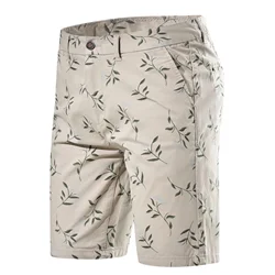 Bermuda Shorts Summer Cotton Middle Waist Male Casual Stretch Classic Fit Printed Beach Short Homme