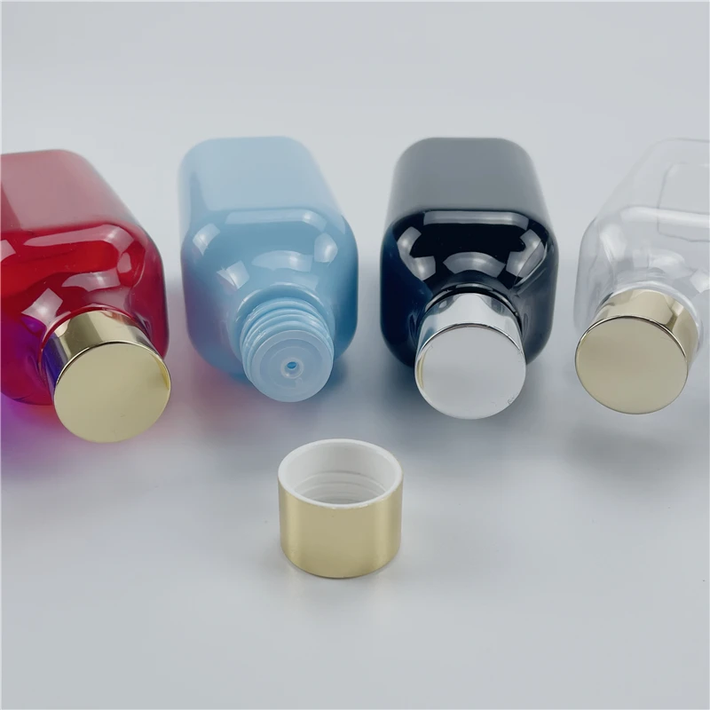 Multicolor 200ML X 25 Empty Plastic Square Bottle With Anodized Aluminum Screw Cap Liquid Medicine Cosmetics PET Bottle Toner