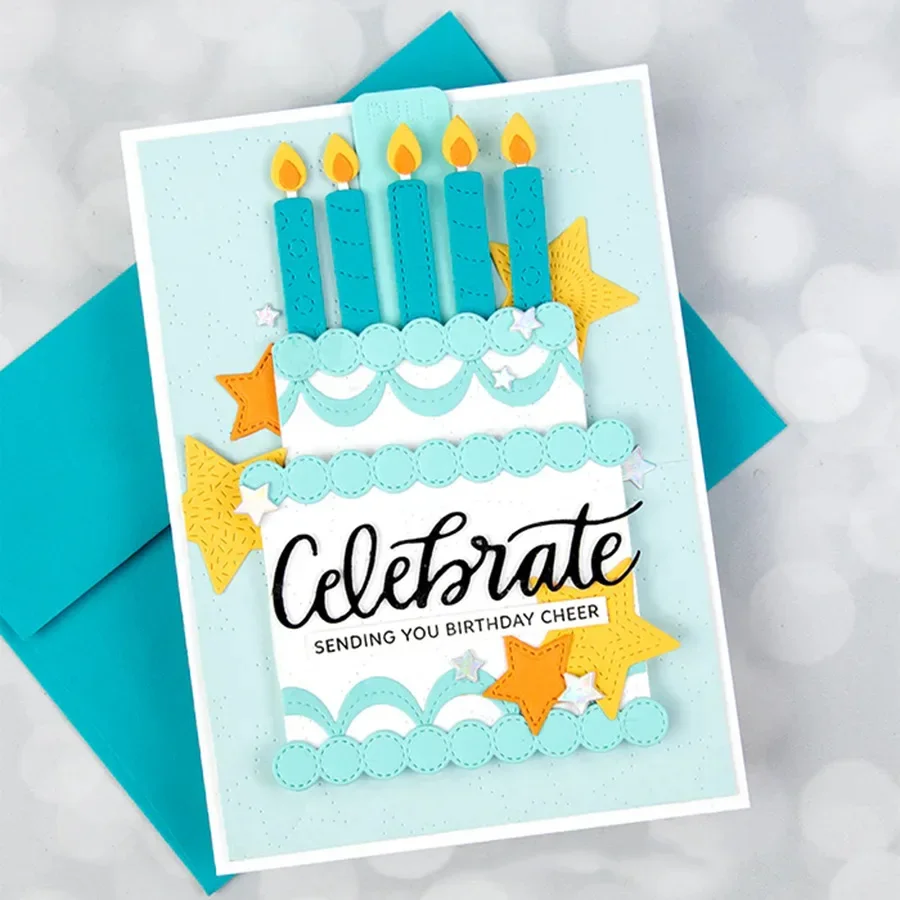 Carte di buon compleanno Candele Fustelle in metallo per scrapbooking Stencil Mestiere Coltello di carta Stampo Lama Punch Card Making Fustellatura