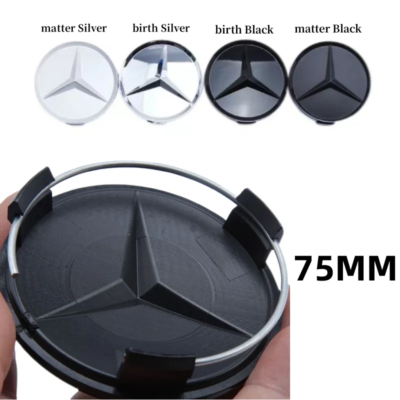 4Pcst 75MM 3D Car Wheel Center Hub Cap Covers For Mercedes Benz Black Badge Rim Cover Auto Style Decorate Accessories