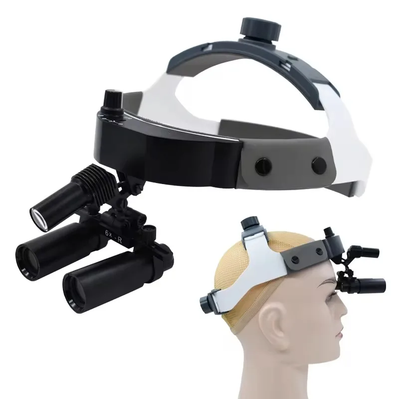 Dental Medical Equipment 6x Binoculars Helmet Magnifier Binocular Loupes With Headlight Surgical Magnifying Glasses
