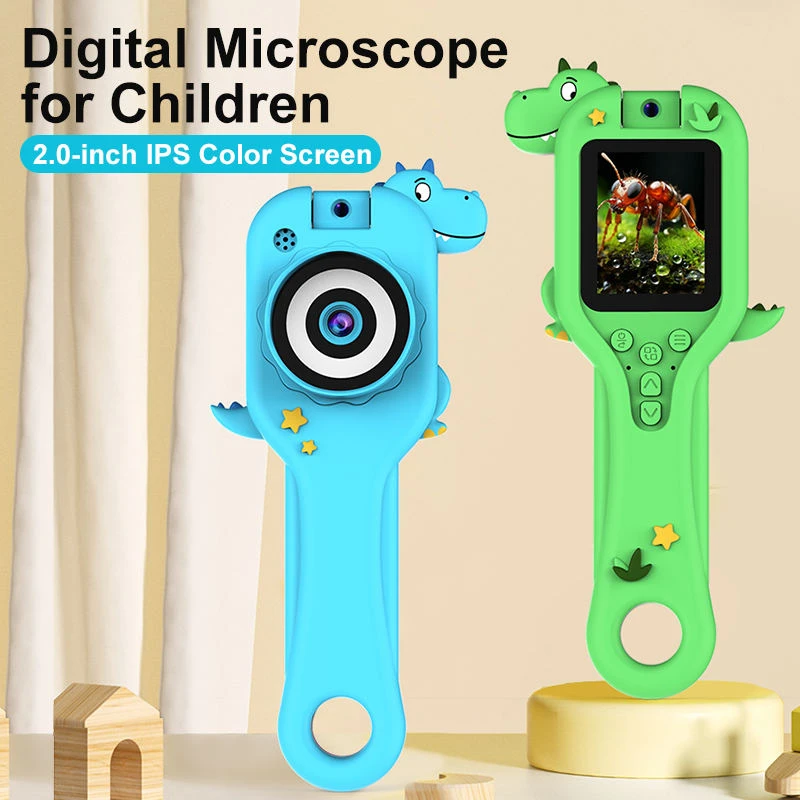 Gift For Kids-Digital Microscope 2” Screen Photo & Video Function USB Rechargea…