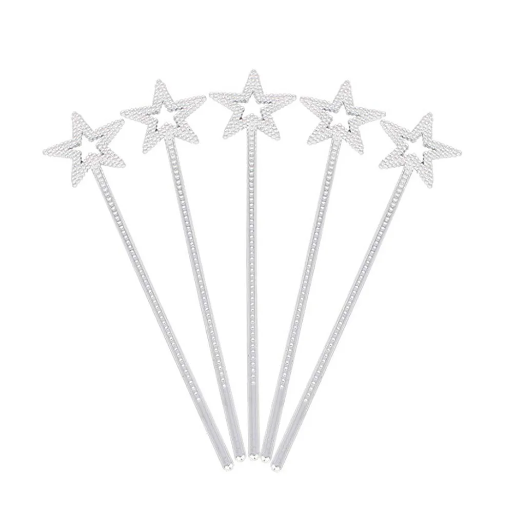

6Pcs Plastic Fairy Wands Star Pentagram Design Party Props for Birthday Festival Celebration Wands Plastic Wand