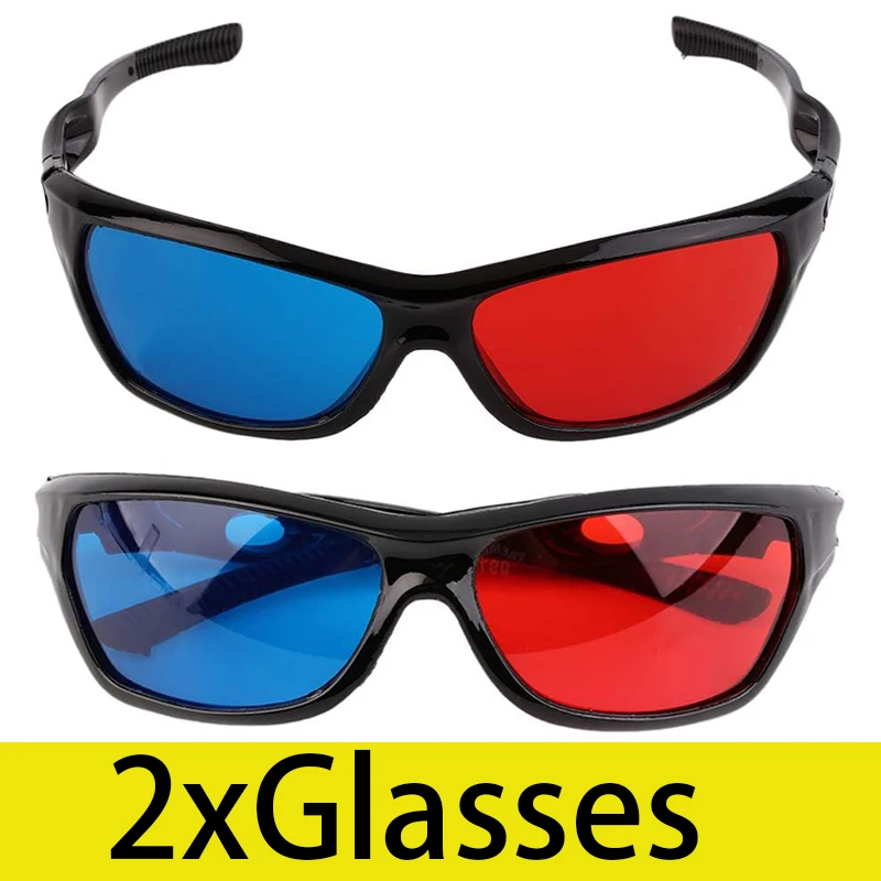 2Pcs 3D Glasses TV Movie Dimensional Anaglyph Video Frame 3D Vision Glasses DVD Game Glass Red & Blue Color