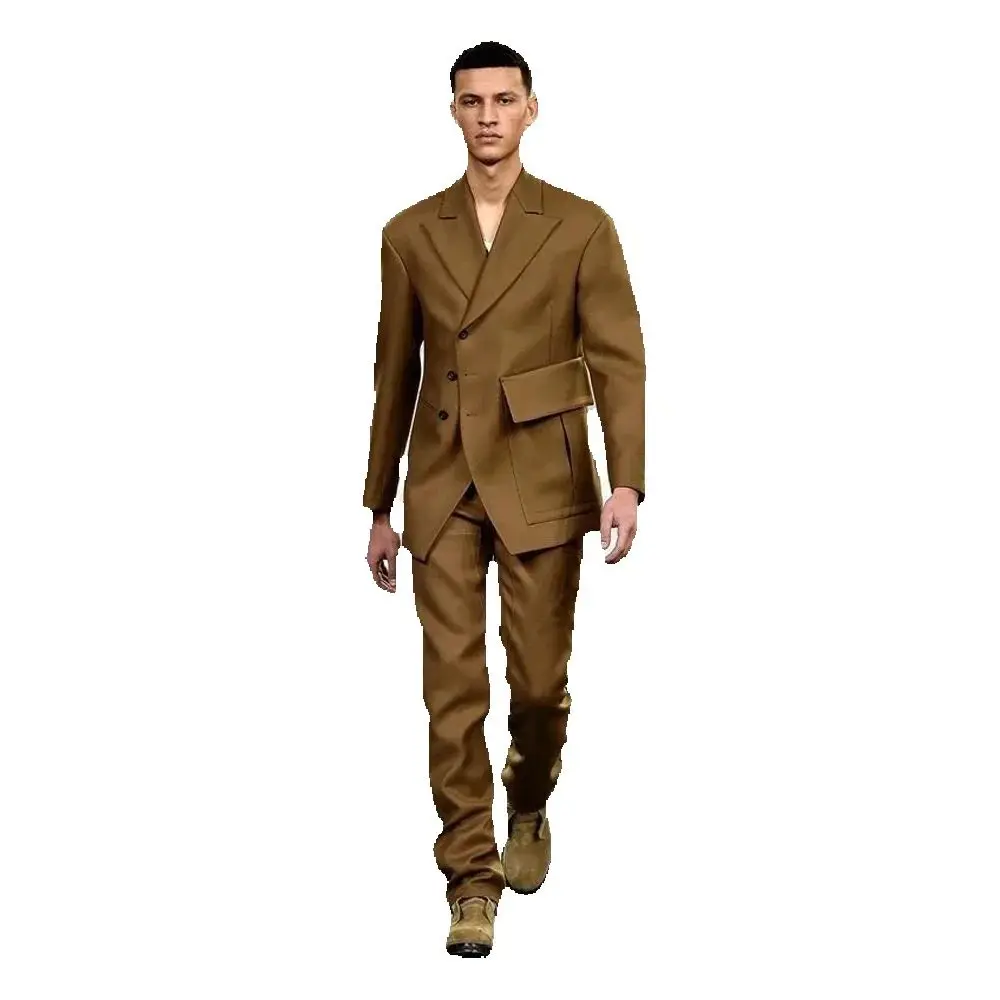 Unique Design Single Breasted Men Suit Two Pieces (Jacket+Pants) Lapel Outfits Casual Party Prom Wedding Set