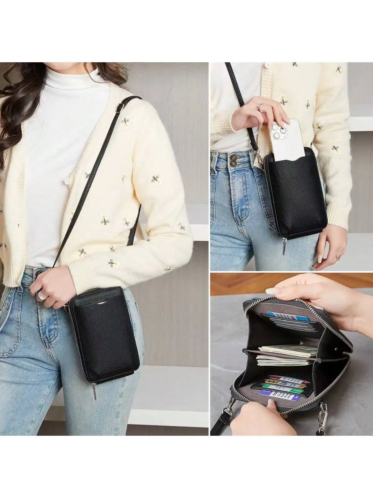 Crossbody Phone Bag Wallet small size Women's One Shoulder Adjustable Shoulder Strap, 6 Colors,