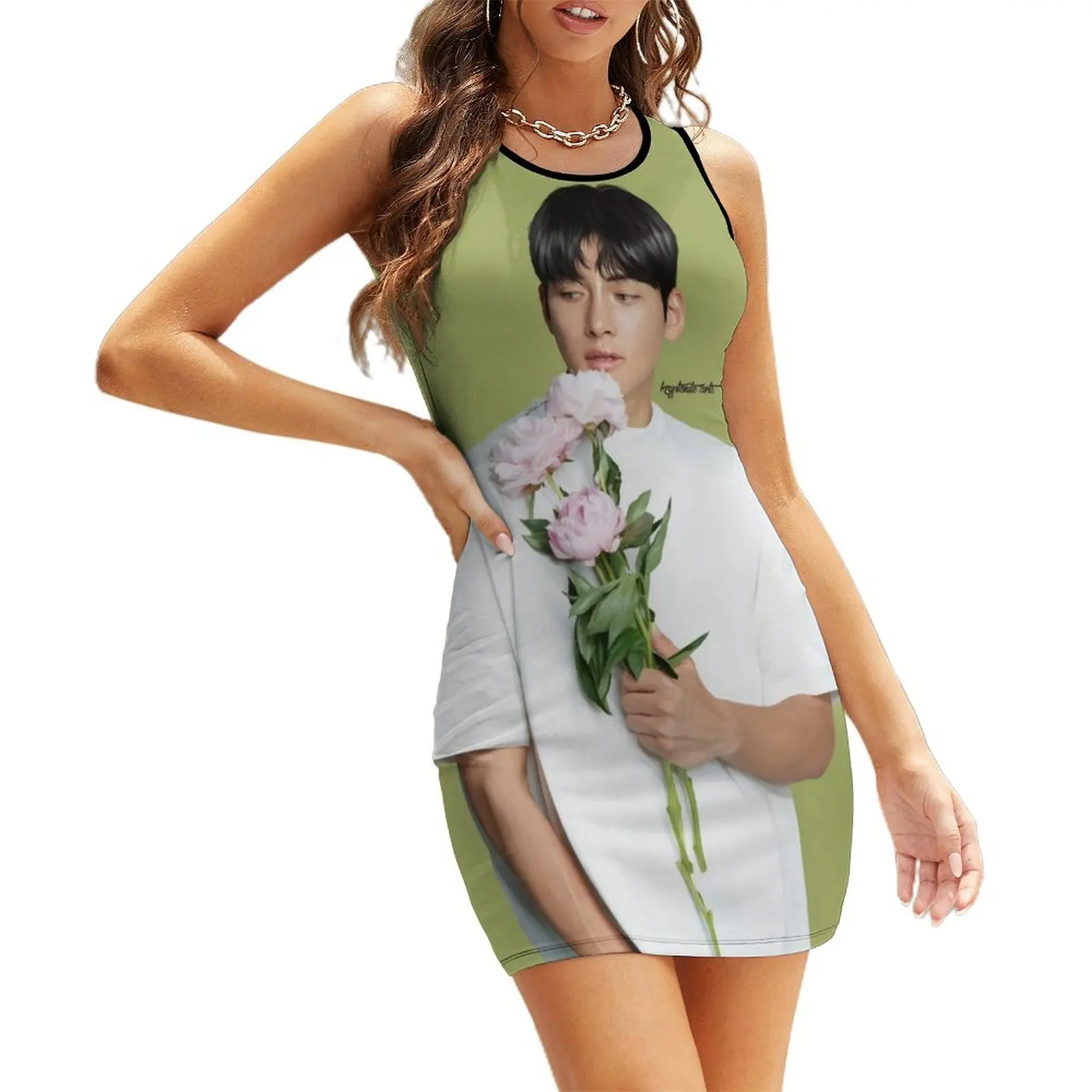 

Floral Ji Chang Wook Sleeveless Sundress dresses for woman 2025 Summer women's clothing Woman fashion