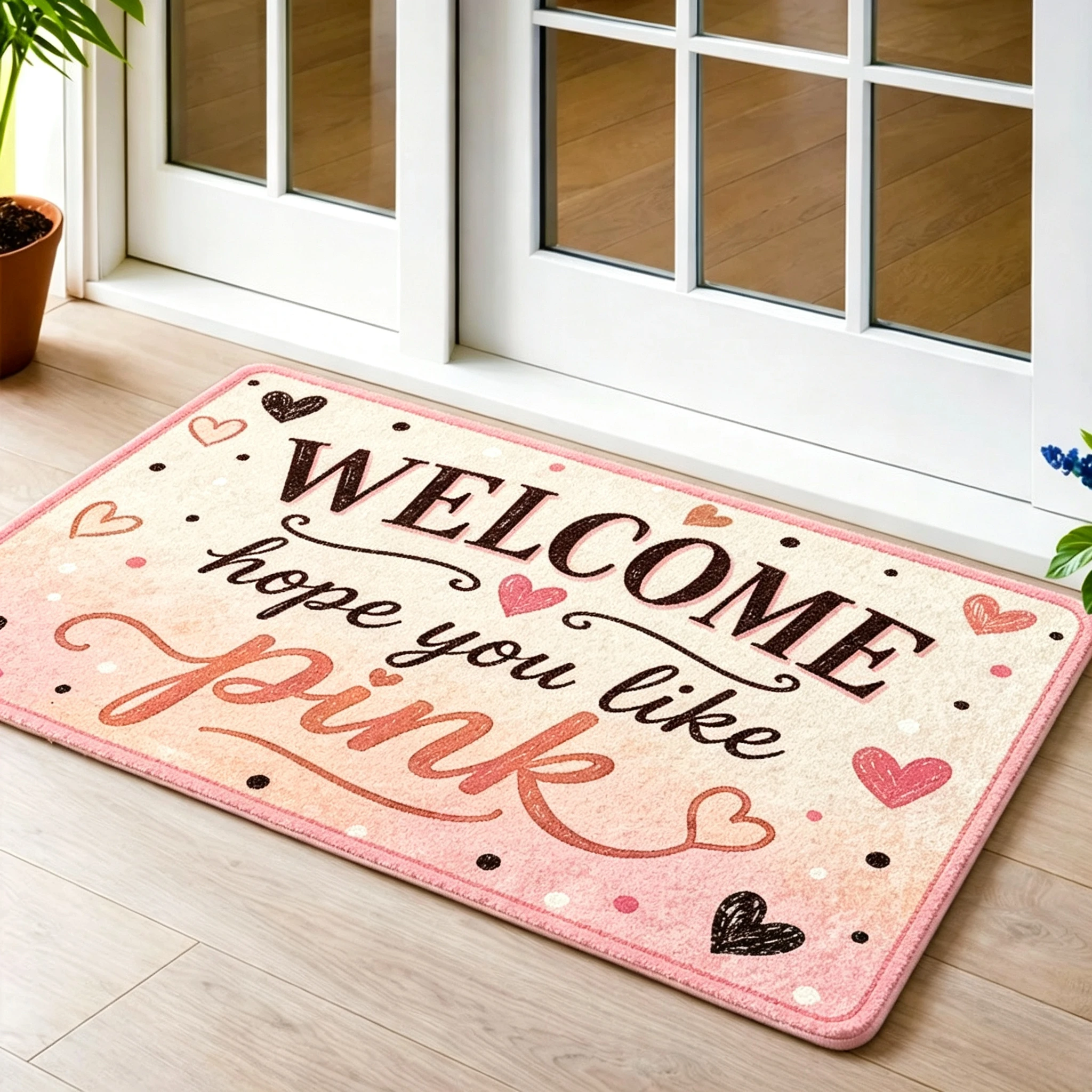 Cute Heart Welcome Decorative Doormat for Entryway Living Room Floor Mat Home Decor Multi Color Sweet Letter Stylish Design