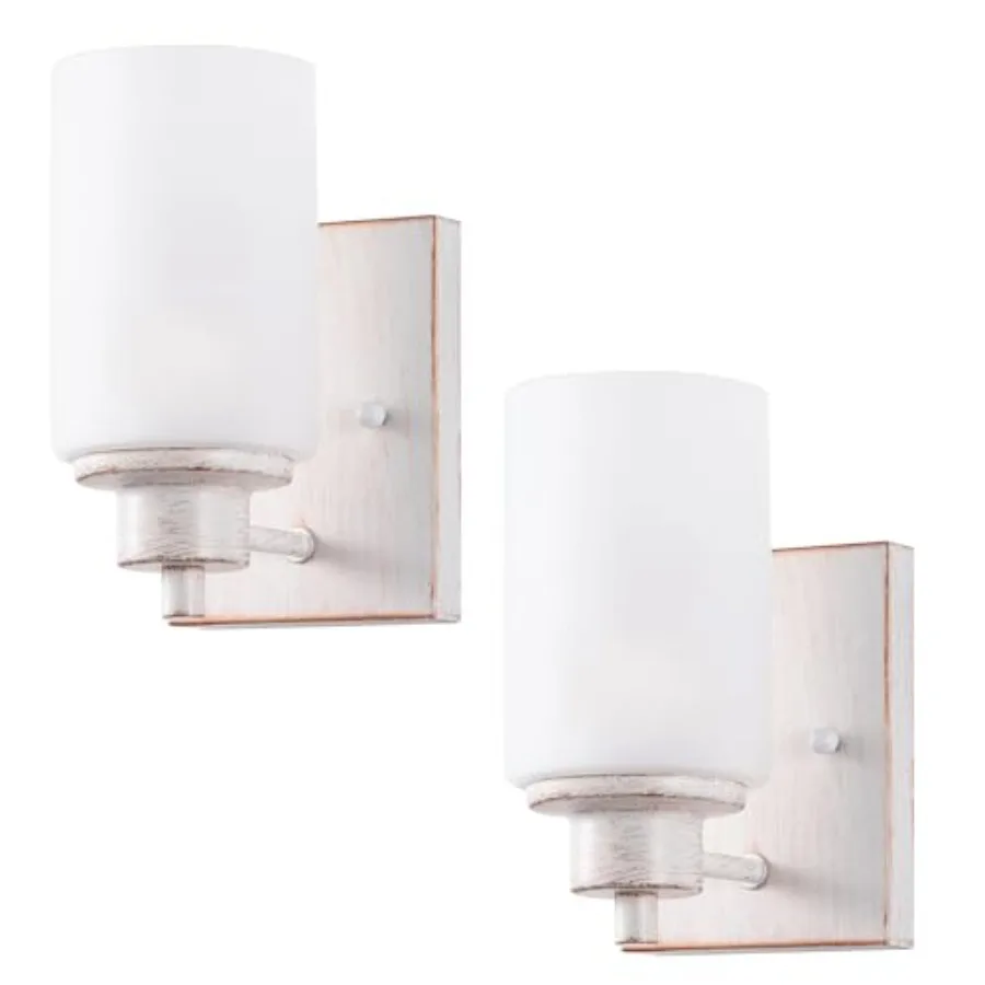 

Bath Vanity Light Fixture Modern Indoor Wall Scone Lighting with Opal White Glass Shade Wall Lamps