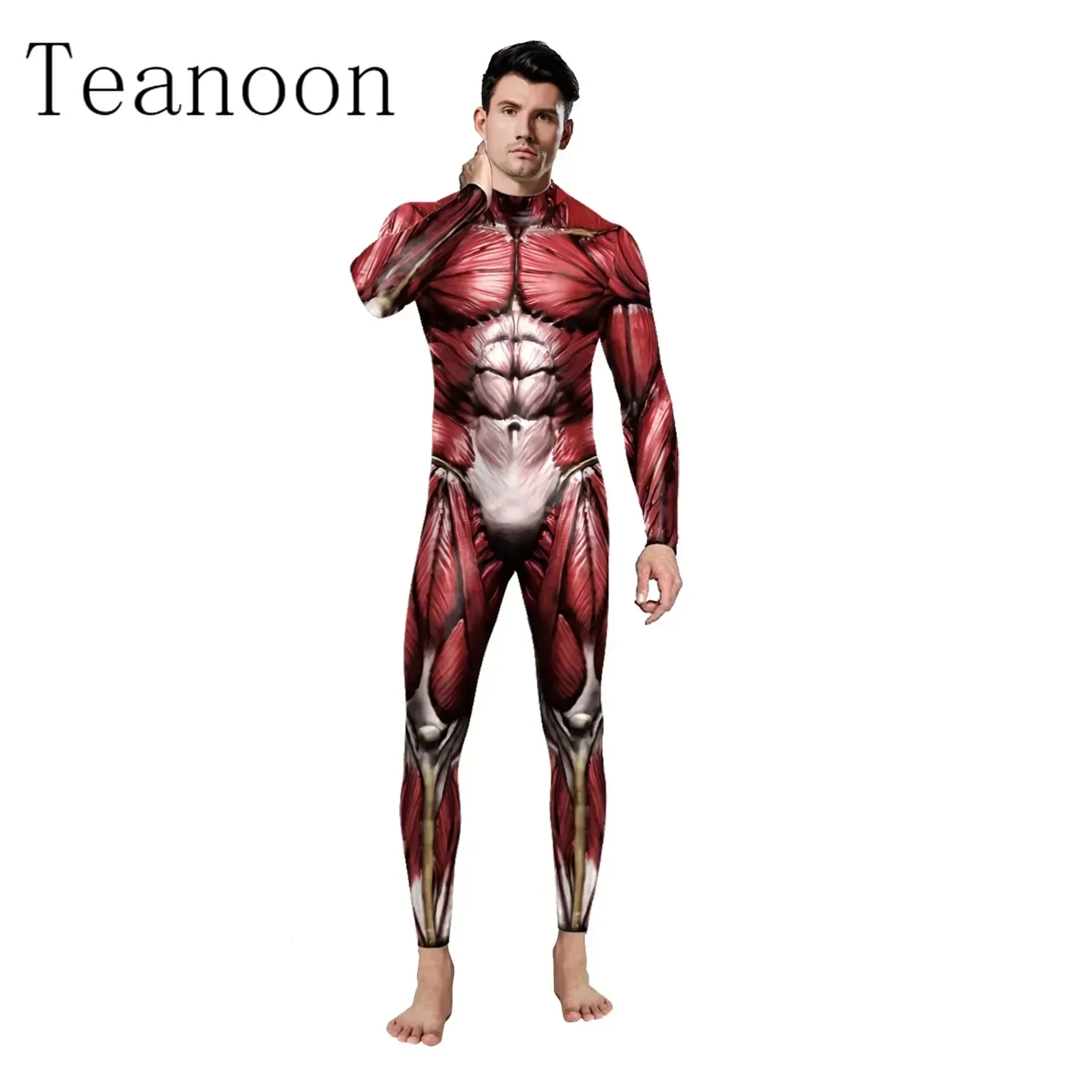 

New Body Muscle Skeleton Printing Cosplay Bodysuit Halloween Long-sleeved Leotard Ladies Jumpsuit Stage Performance Costumes