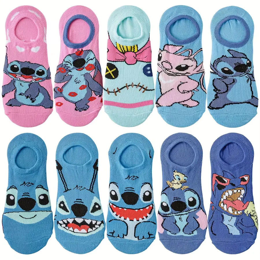 10Pairs Disney Uni Cartoon Anime Socks Men Women Hip Hop Street Style Funny Casual Short Boat Socks
