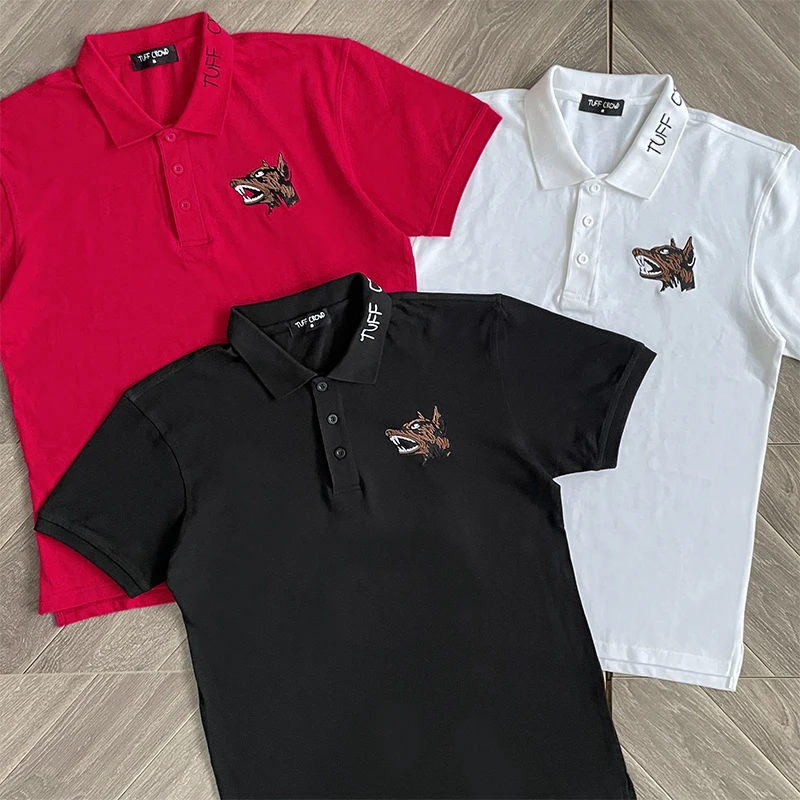

Tuff Cro Dog Head Embroidery Logo Pure Cotton ort Sve T-irt Breathable Summer Fre Sle Youth Faion irt