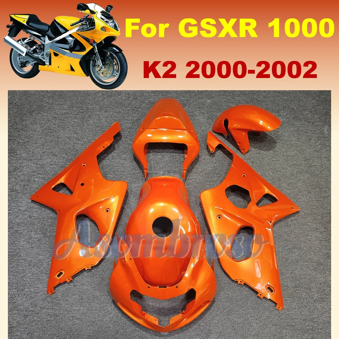 For Suzuki GSX-R1000 2000-2002 Motorcycle Full Fairing set GSXR1000 00 01 02 K2 GSXR 1000 ABS Plastic Guard Plate Orange Body
